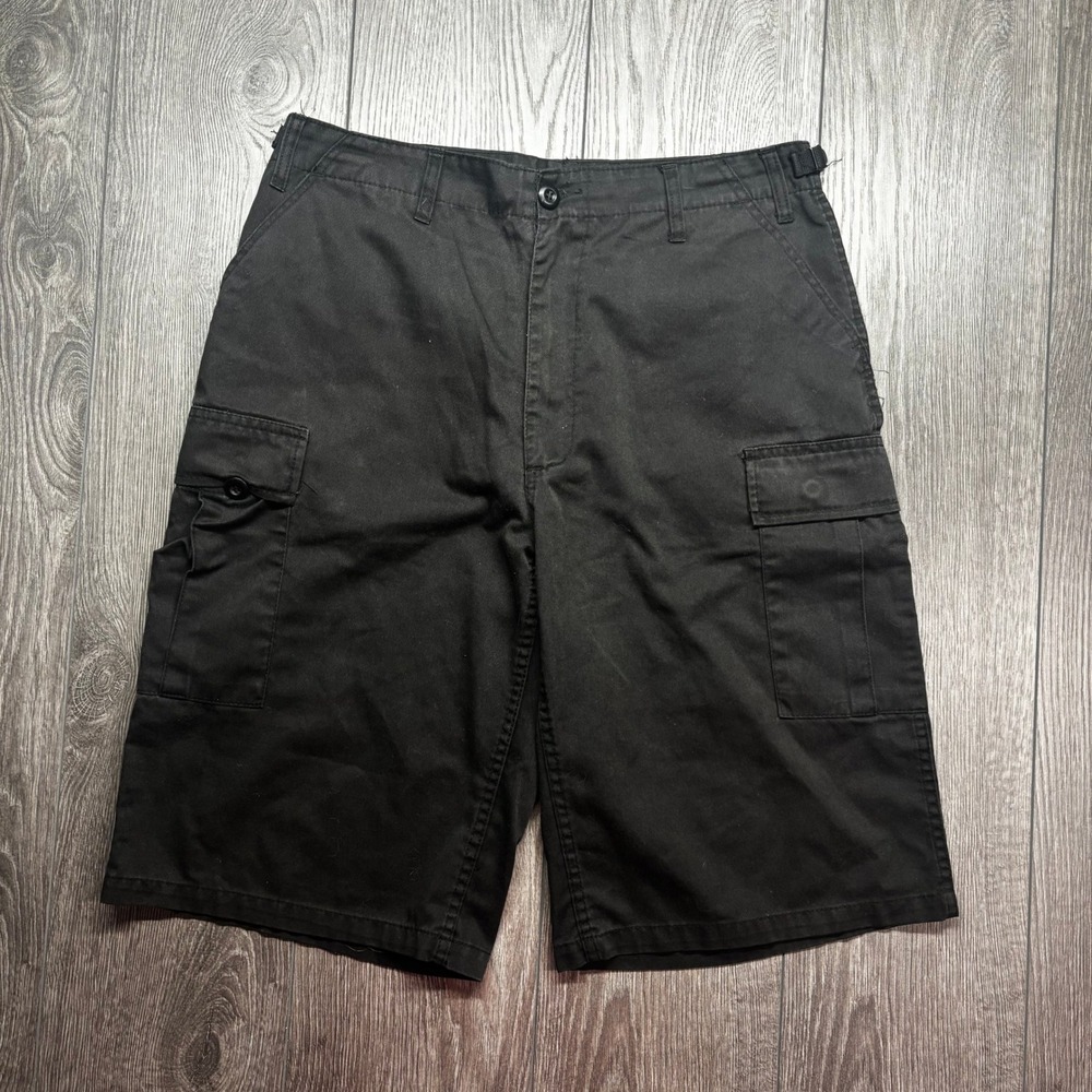 Vtg Black Military Y2k Cargo Shorts Adjustable Waist Tactical Utility Medium